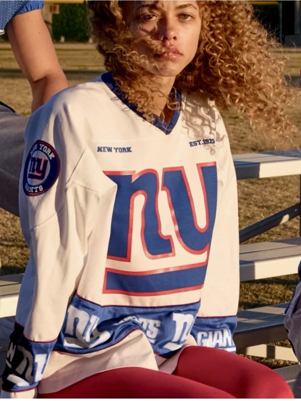 ZARA x NFL Size M New York Giants Long Sleeve Tee Jersey